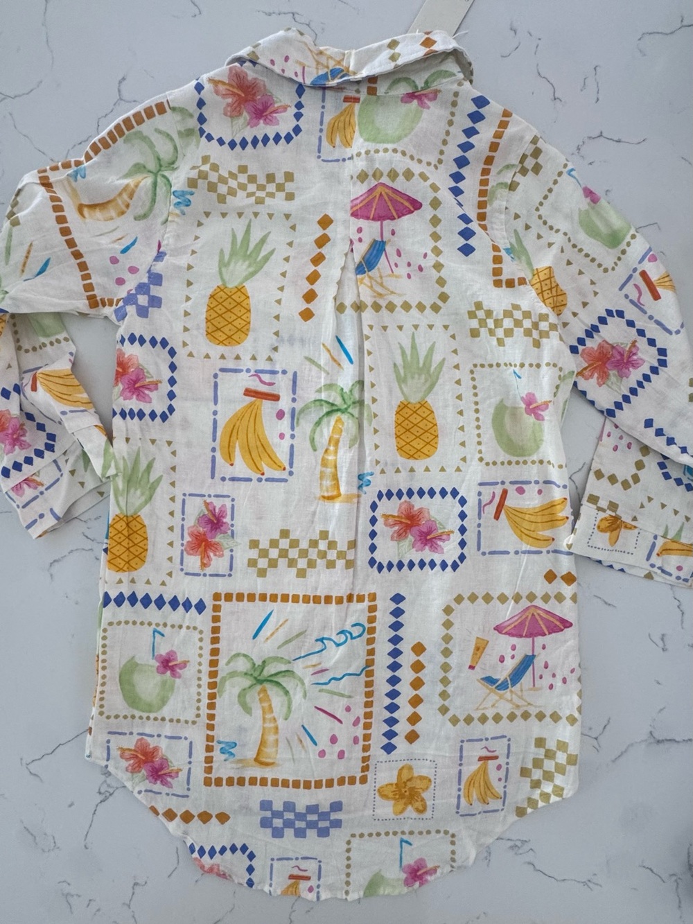 Calypso St Barth Tropical Linen Blend Shirt XS NWT High Low Resort Cover Up - Picture 4 of 9